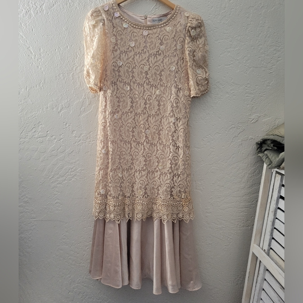 Ricki Lang for Nuit Vintage Union Made Drop Waist Dress Size 8
